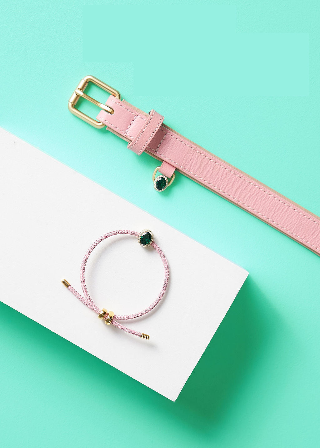CharmedPaws Matching Pink Collar and Bracelet Bundle